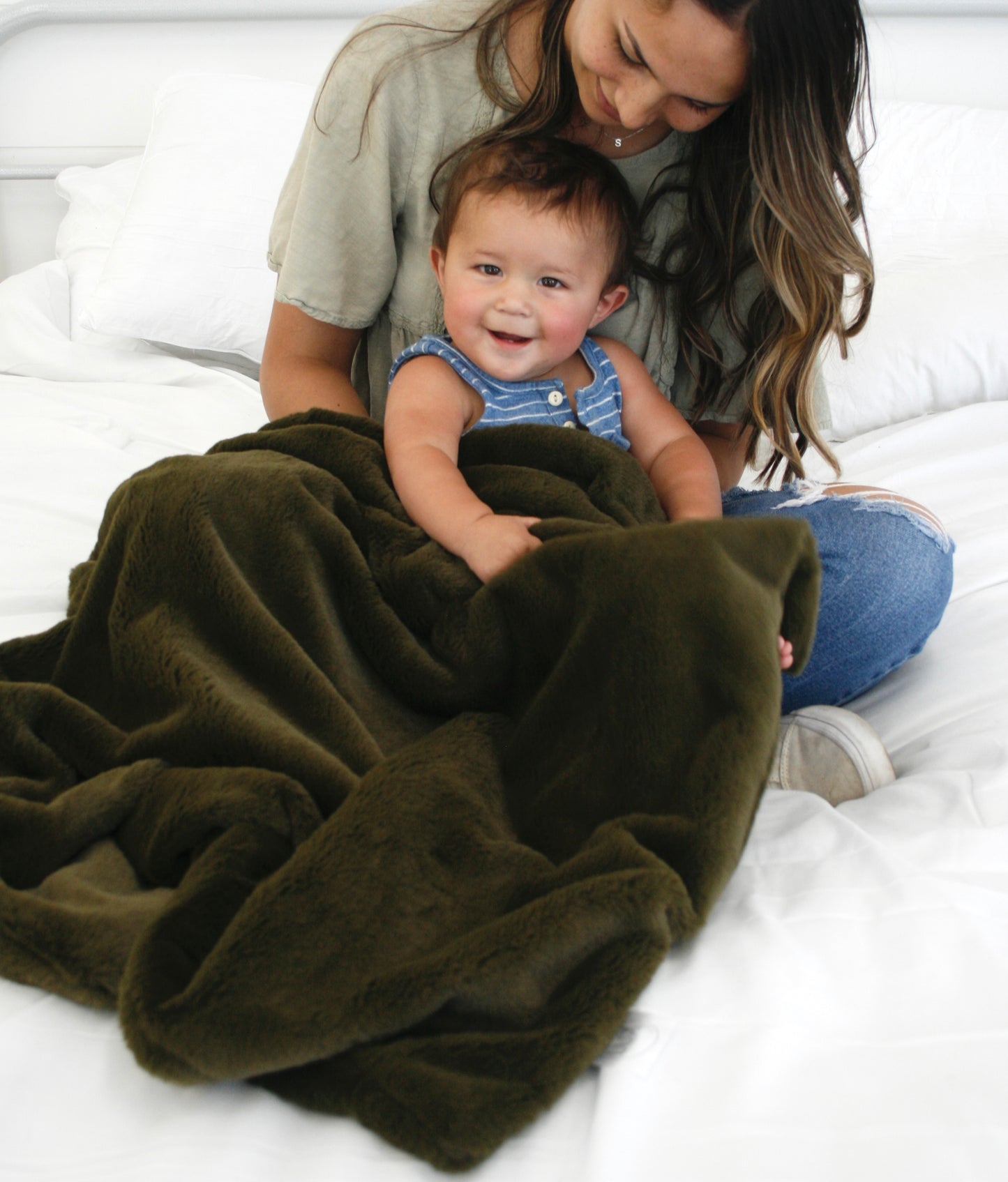 Baby Minky Blanket - Olive Green