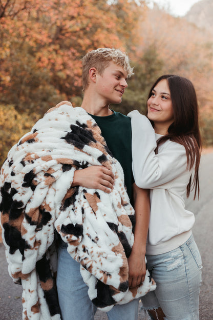 Brown Cow Print Blanket