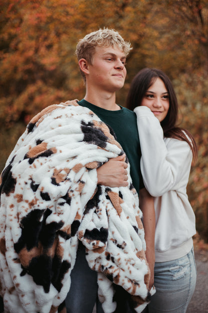 Brown Cow Print Blanket