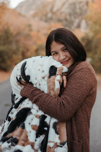 Brown Cow Print Blanket