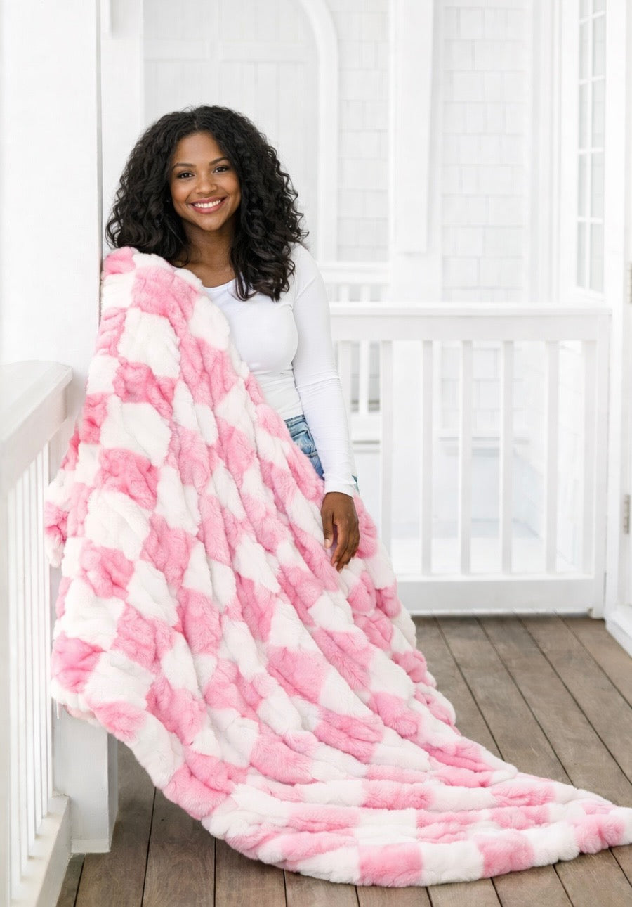 Pink Checkered Blanket - PRESALE