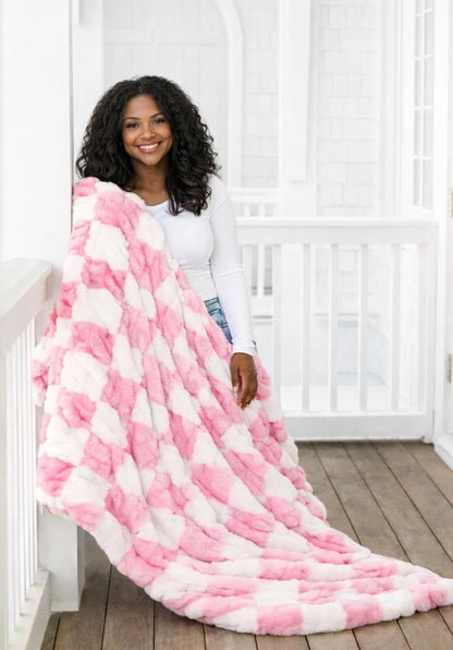Pink Checkered Blanket - PRESALE