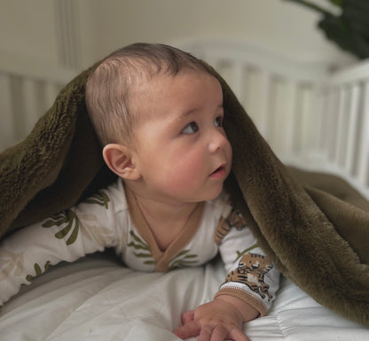 Baby Minky Blanket - Olive Green